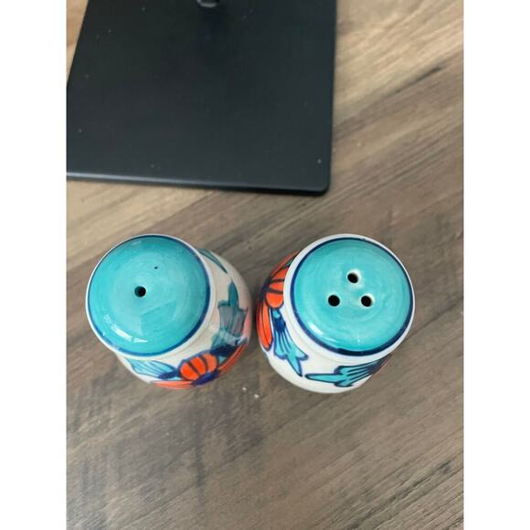 6/$25 Festive Turquoise and Orange Salt & Pepper Shakers - Picture 4 of 5